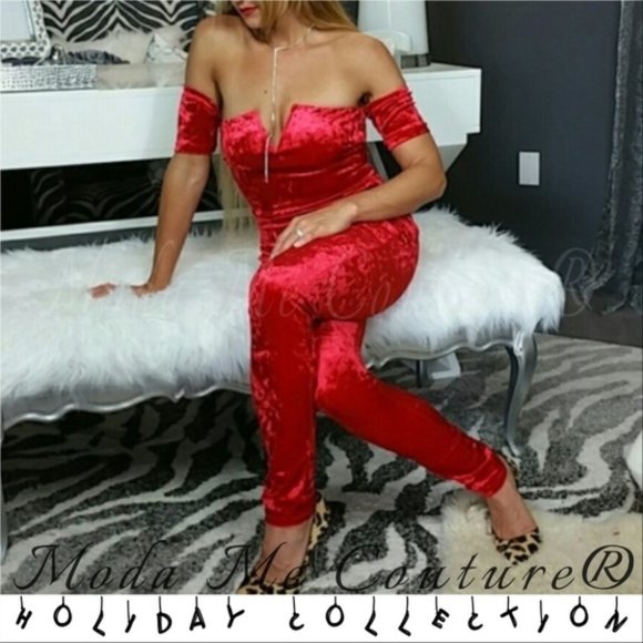 RED VELVET JUMPSUIT - Picture 4 of 4